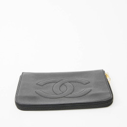 Pochette vintage CHANEL cuir grainé noir